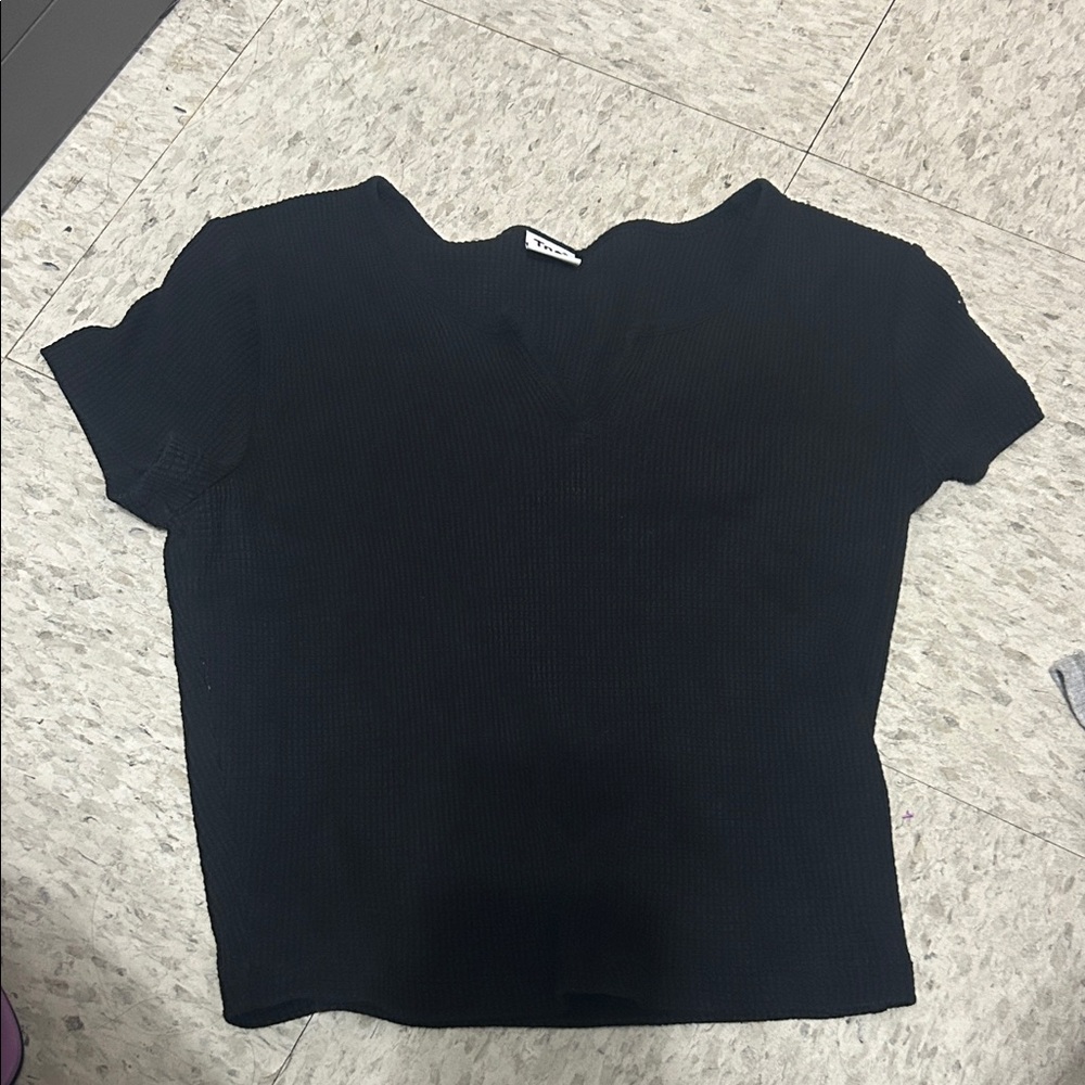 TNA Black Ribbed Crop Top